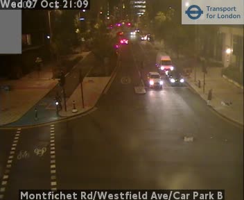 The road at Montfichet Rd/Westfield Ave/Car Park B, live