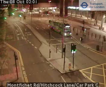 The road at Montfichet Rd/Hitchcock Lane/Car Park C, live