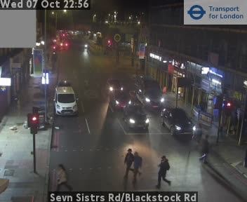 The road at Sevn Sistrs Rd/Blackstock Rd, live