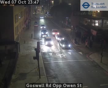 The road at Goswell Rd Opp Owen St, live