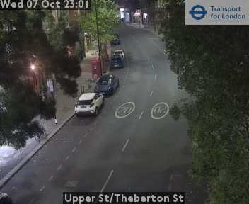 The road at Upper St/Theberton St, live