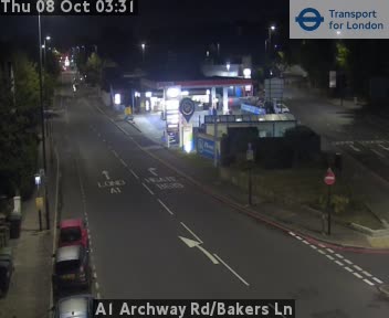 The road at A1 Archway Rd/Bakers Ln, live