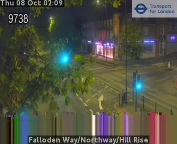 The road at Falloden Way/Northway/Hill Rise, live