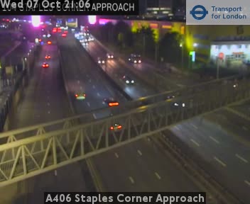 The road at A406 Staples Corner Approach, live