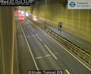 The road at Eltham Tunnel E/B, live