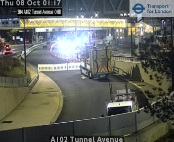 The road at A102 Tunnel Avenue, live