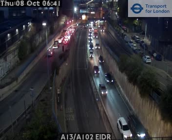 The road at A13/A102 EIDR, live