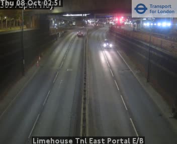 The road at Limehouse Tnl East Portal E/B, live