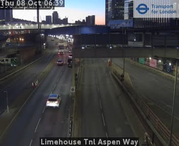 The road at Limehouse Tnl Aspen Way, live
