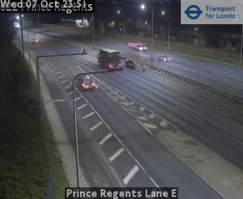 The road at Prince Regents Lane E, live