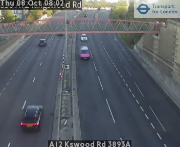 The road at A12 Kswood Rd 3893A, live