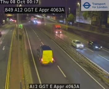 The road at A12 GGT E Appr 4063A, live