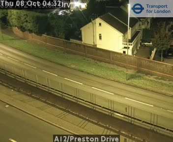 The road at A12/Preston Drive, live