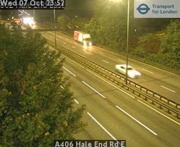 The road at A406 Hale End Rd E, live